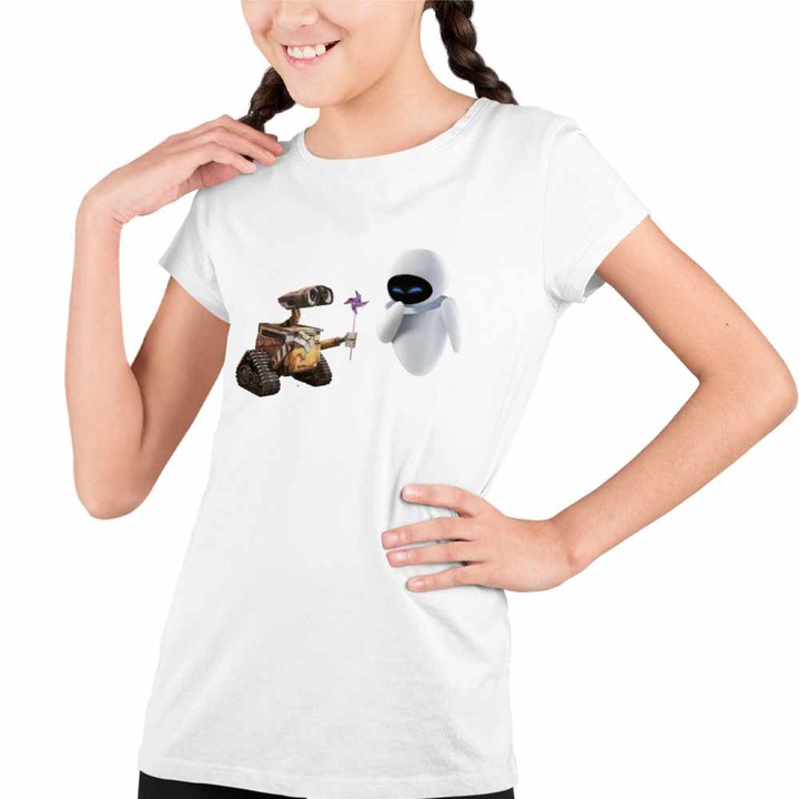 Tricou Copii Fete Wall-E Morisca Eve Dragobete Velentines Day Romantic, Fehér
