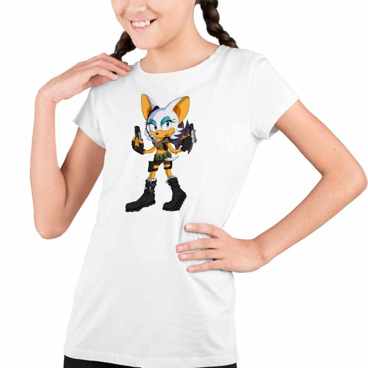 Tricou Copii Fete Tomb Raider Sonic Lara Croft Mario, Fehér