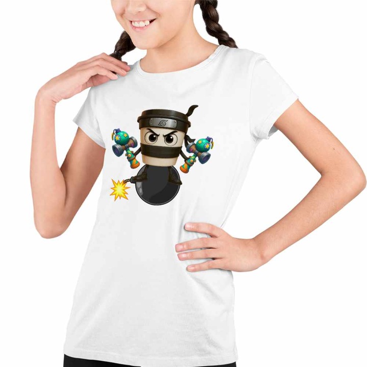 Tricou Copii Fete Kendame Italian Brainrot Capuccino Assasino, Fehér