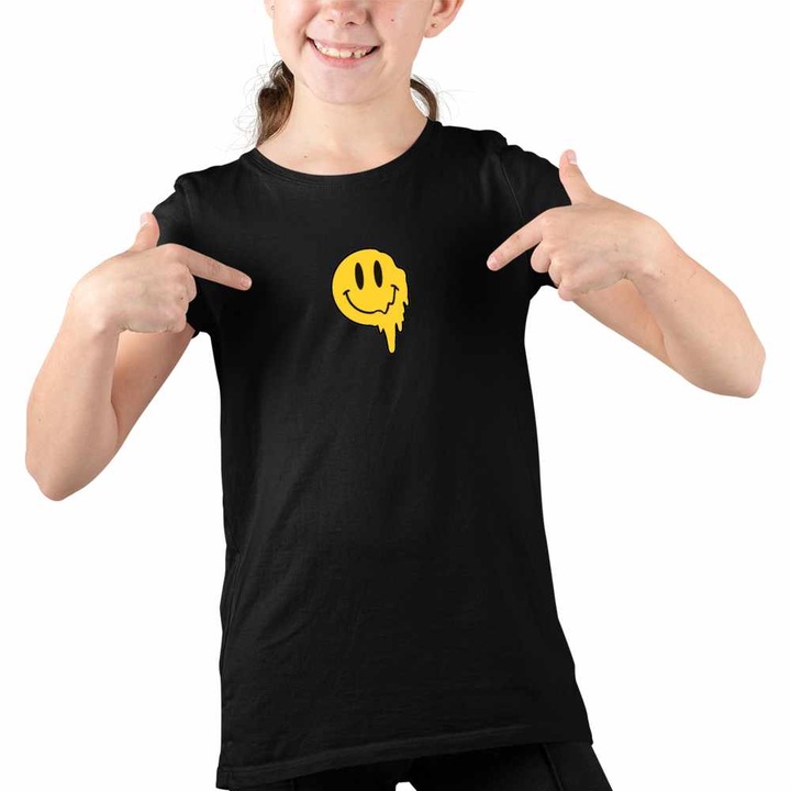 Tricou Copii Fete Emoji Smile Topit, Fekete