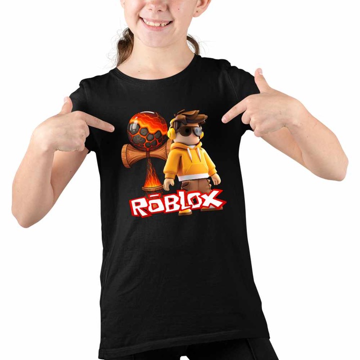 Tricou Copii Fete Kendama Roblox Lava, Fekete
