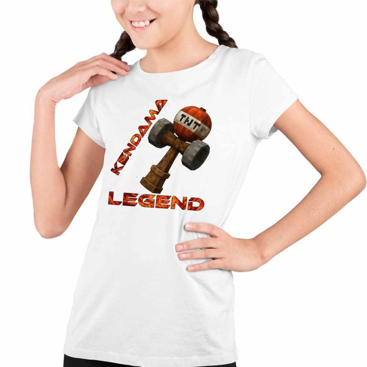 Tricou Copii Fete Kendama Legend Minecraft TNT Mod Plugin, Fehér