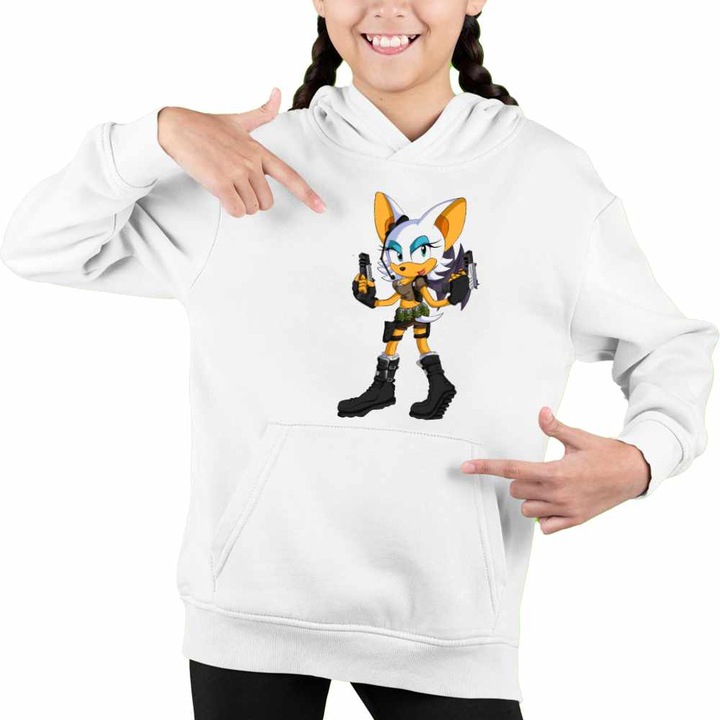 Hanorac Copii Fete Tomb Raider Sonic Lara Croft Mario, Alb