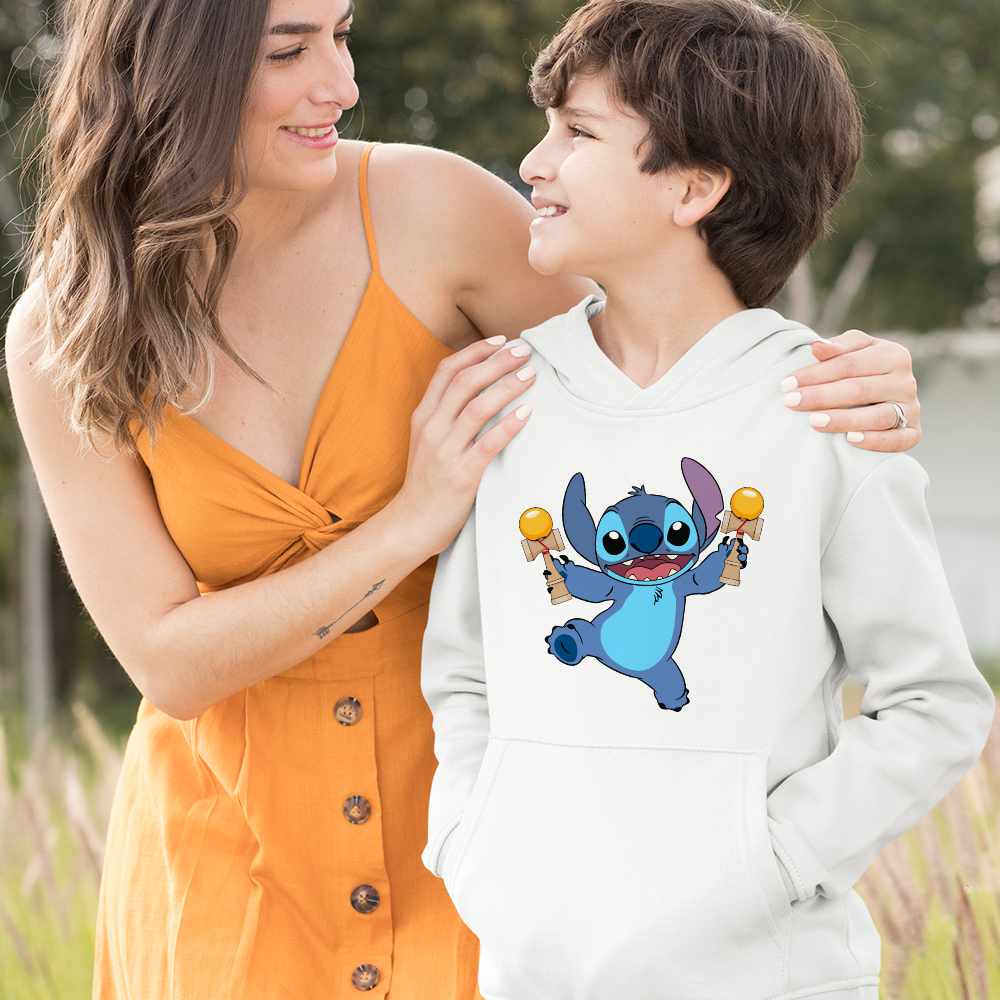 Hanorac Copii Baieti Kendama Stitch Lilo Desene Animate, alb