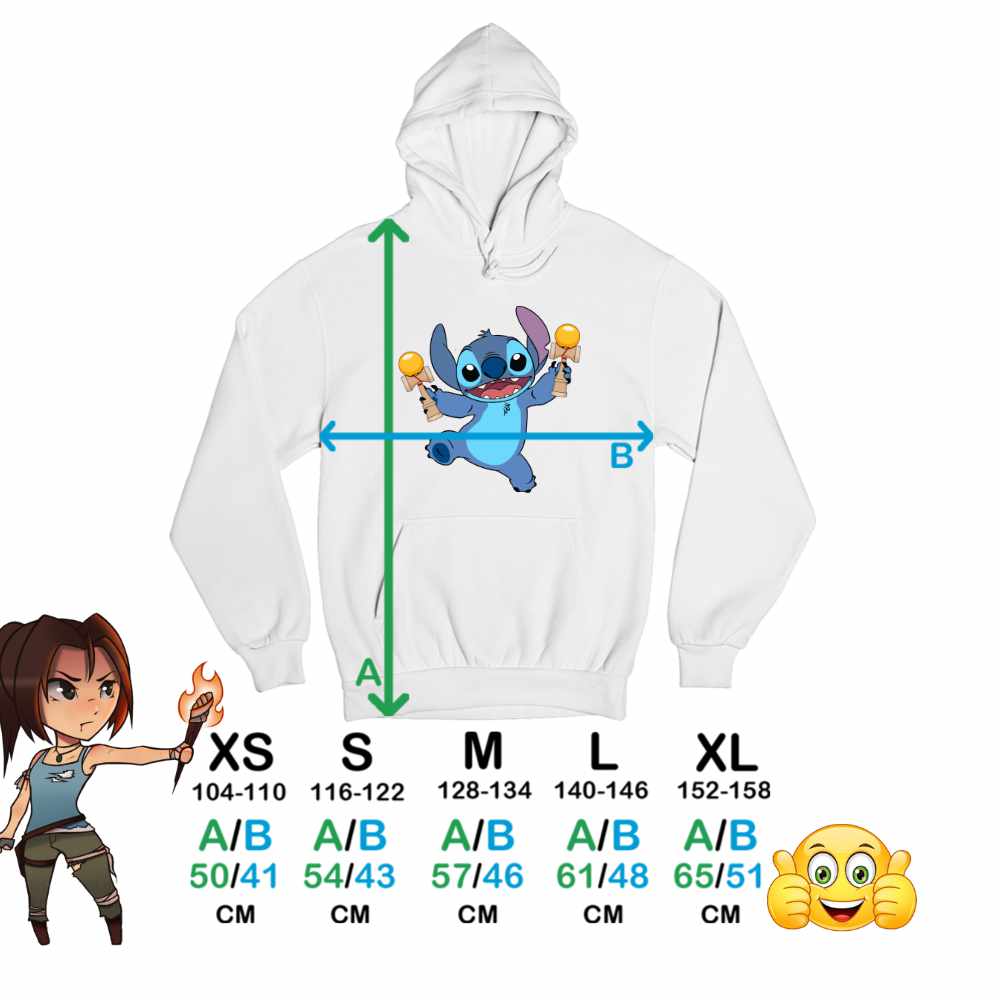 Hanorac Copii Baieti Kendama Stitch Lilo Desene Animate, alb