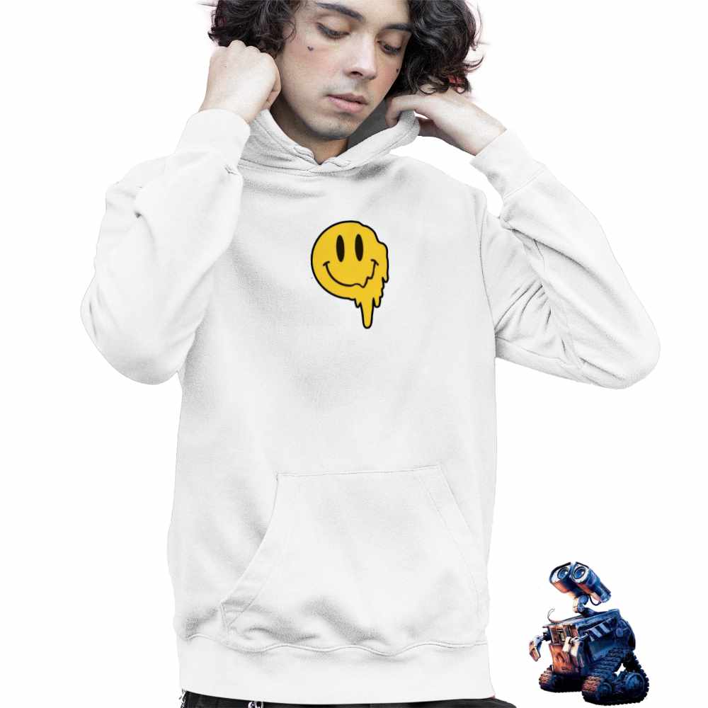 Hanorac Copii Baieti Emoji Smile Topit, alb, marime 128-134 cm
