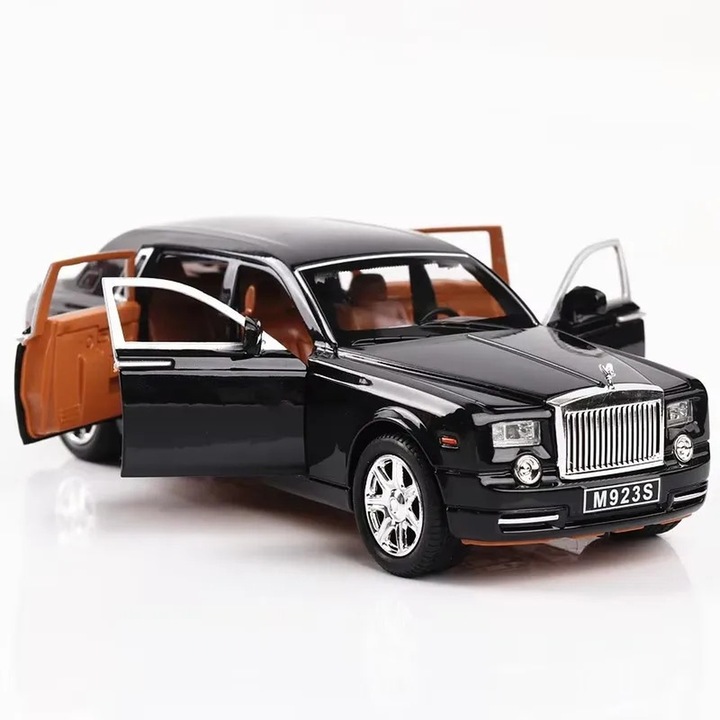 Modell Rolls Royce Phantom 1:24 fém, fény- és hangeffektusokkal, 20x6,5x5,4cm, metálfekete
