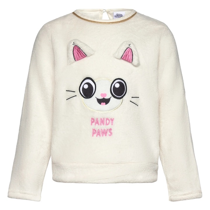 Bluza maneca lunga coral fleece Gabby's Dollhouse Pandy Paw 35590, Alb