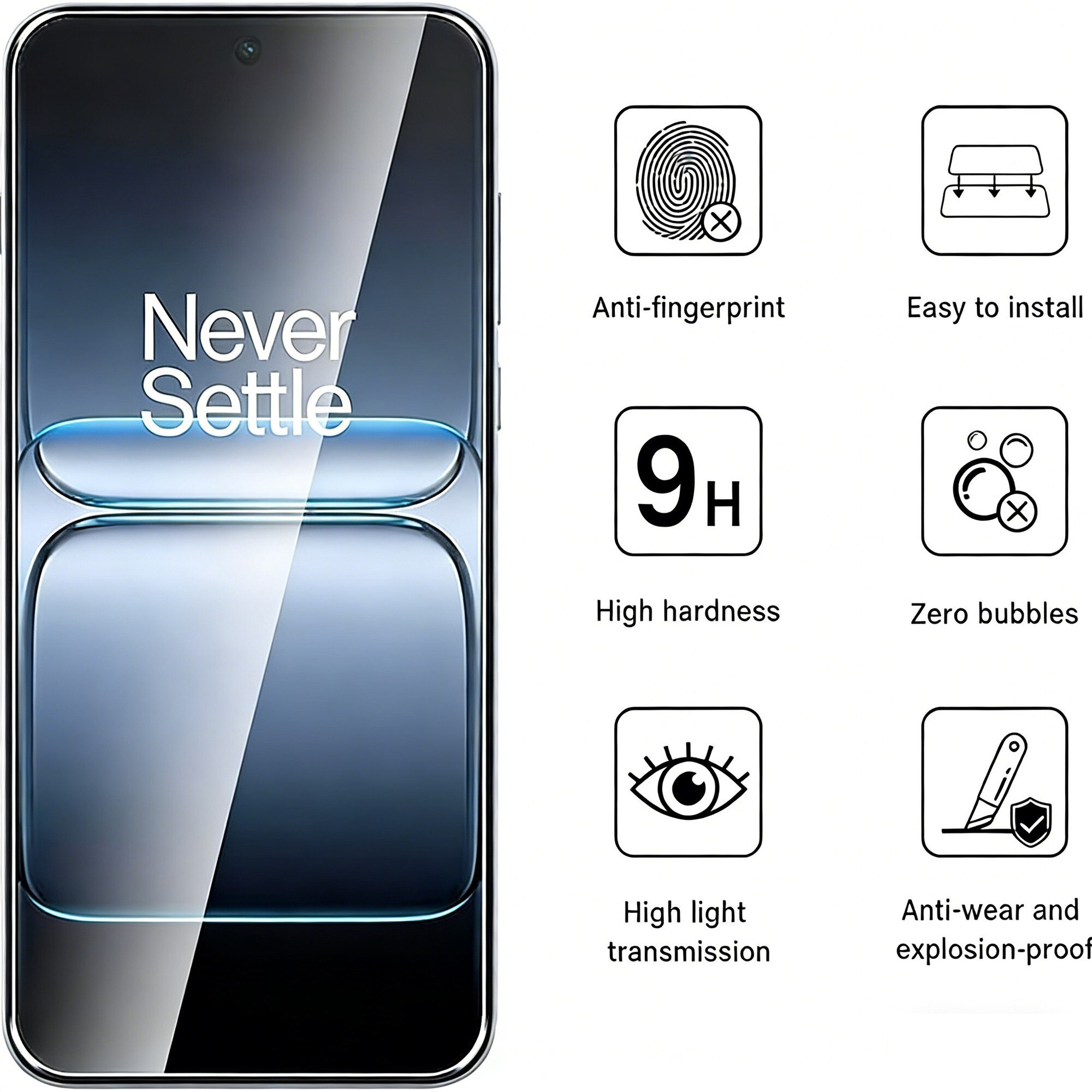 Folie de sticla calita 9H, pachet 2 buc pentru OnePlus Nord CE5, HD transparent, rezistenta la spargere, instalare usoara, fara bule