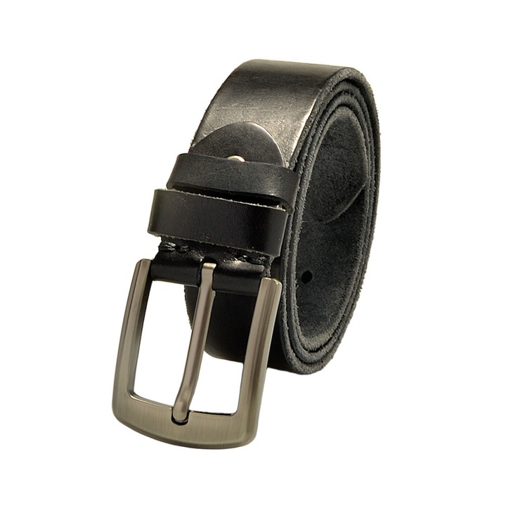 Curea neagra din piele pentru barbati, piele adevarata de bovina, cu catarama cu ac, pentru purtare casual sau la serviciu