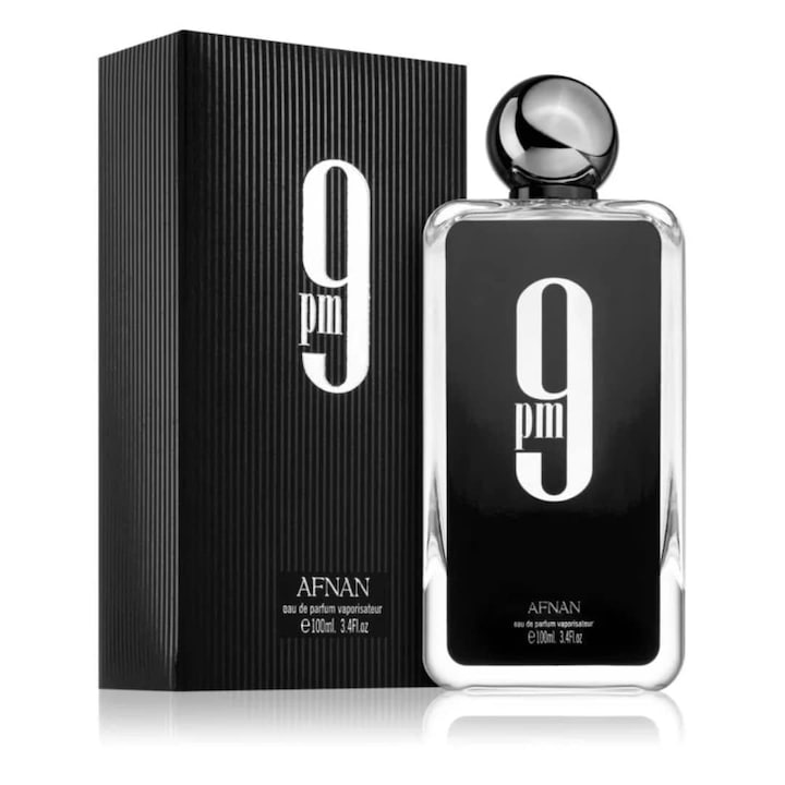 Apa de parfum Afnan 9 PM, 100ml, aroma lemnoasa si picanta, unisex, pentru seara