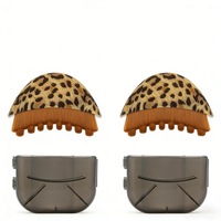 Set 2 pensule machiaj si masaj facial, perie drenaj limfatic fata si gat, perie masaj corp, peri moi pentru ten sensibil, model leopard, accesorii cosmetice profesionale