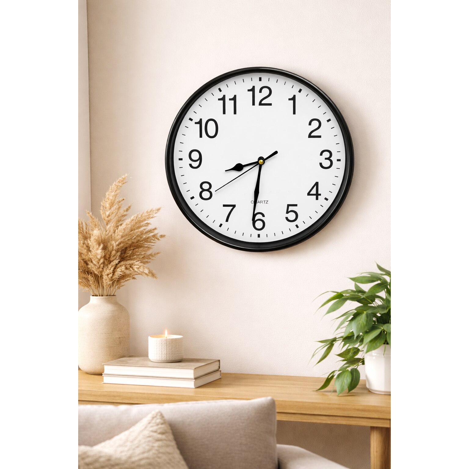 Ceas de perete, silentios, rotund, design modern, 30cm, rama neagra ...