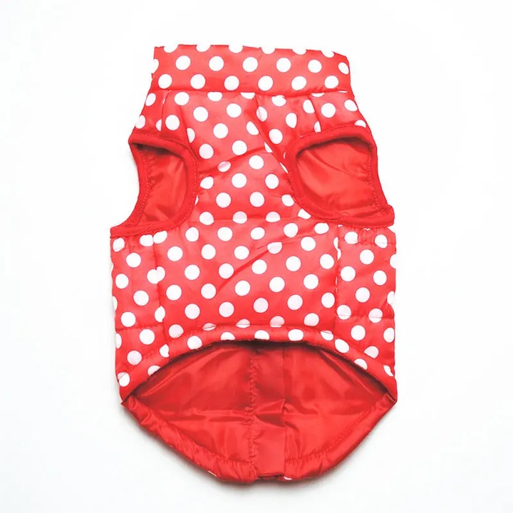 Vesta calduroasa pentru caini Teddy, design colorat Rosu, marime M