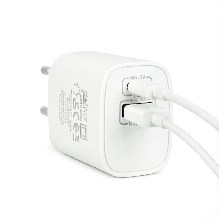 Rapid Universal USB-A QC 3.0 USB-C PD 20W Alb