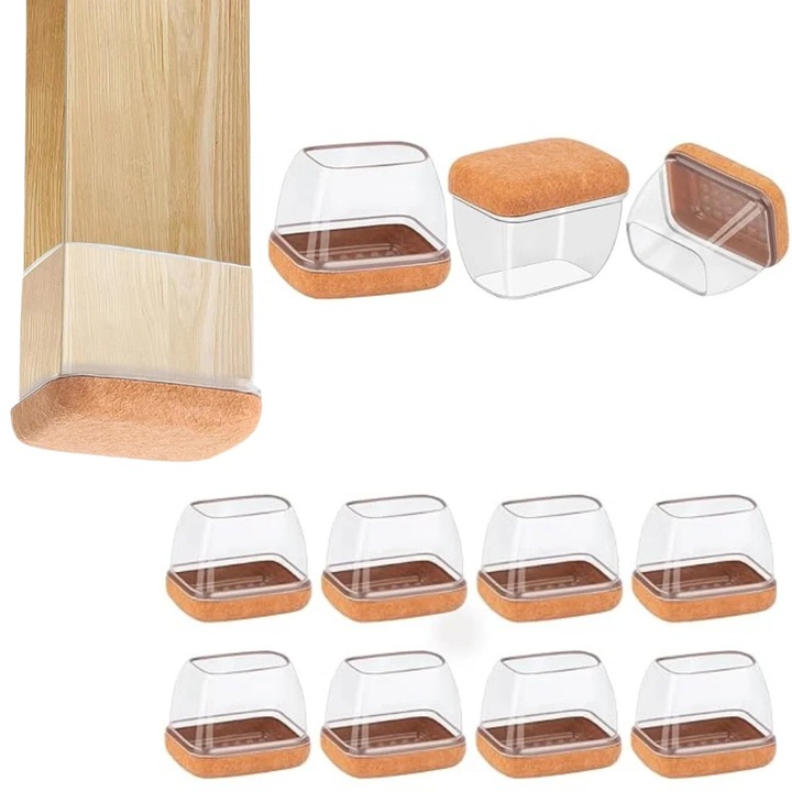 Set 8 Protectii picioare scaun, Dreptunghi 35-40 x 18-21 mm