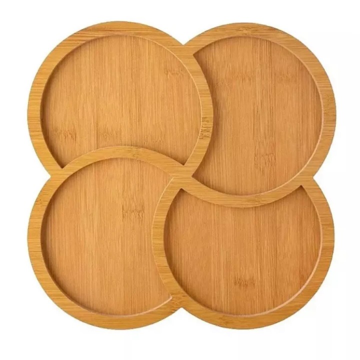 Екологично бамбуково плато MADGENIX за предястия, ядки и сушени плодове, модерен дизайн, разделена тава с първокласно покритие