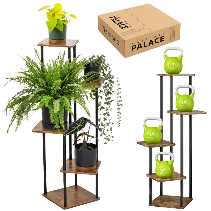 Kwietnik fém Palace, 5 virágcserép tartó, fekete, 106cm