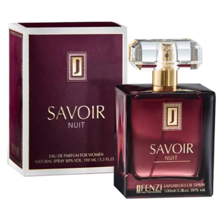 Apa de parfum feminin JFenzi Savoir Nuit, 100 ml, note florale si exotice