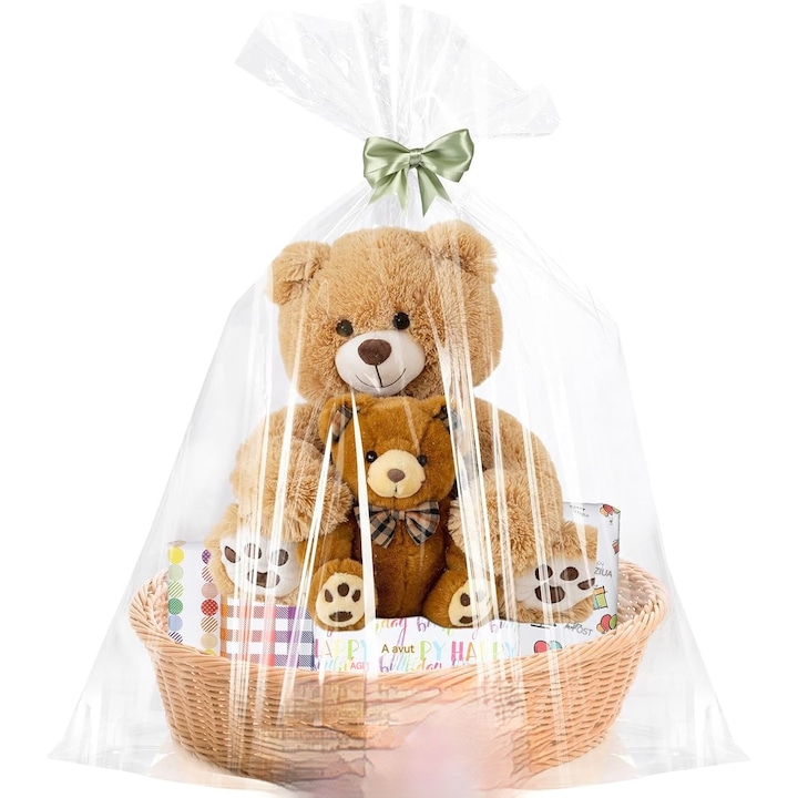 Set 6 pungi celofan transparente Kengege 102x125cm pentru cadouri mari