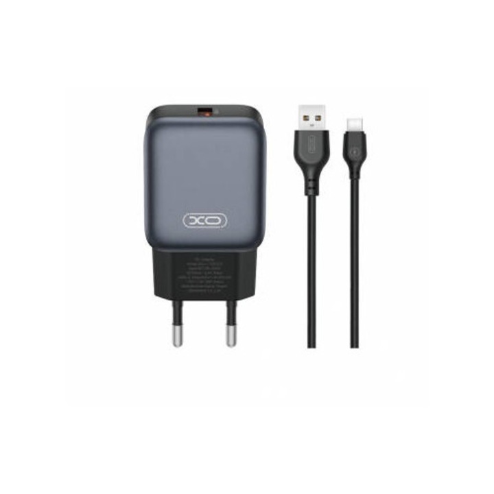 XO Design Hálózati Töltő USB-C Kábellel L152 18W 3A 1 x USB-A Fekete