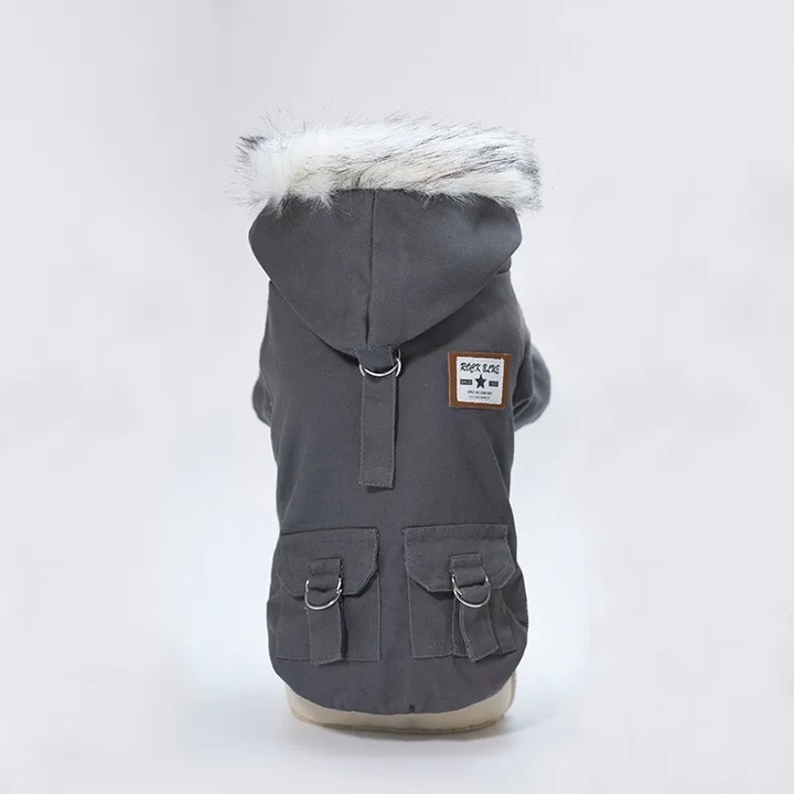 Haina calduroasa pentru animale de companie, culoare uni, bumbac Gri, marime XXL