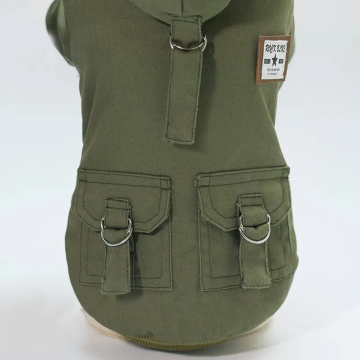 Haina calduroasa pentru animale de companie, culoare uni, bumbac Olive masliniu, marime XXL