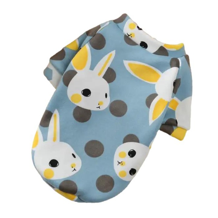 Haine pentru câini și pisici, design simpatic, material din velur, albastru, pentru animale mici