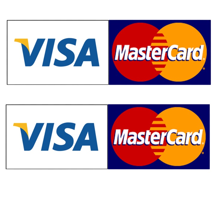 Set 2 Stickere Autocolant cu logo visa si mastercard, pentru taxi sau vitrine, rezistente, 10cm