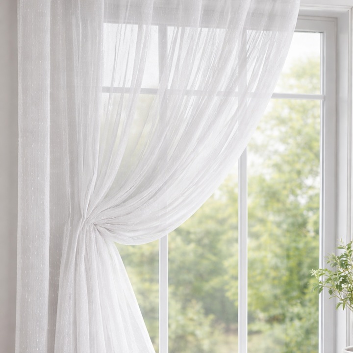 magazincovoare Prémium Fehér Voál Típusú Függöny, Többfunkciós Karnis/Sín Rögzítés, 600 x 250 cm