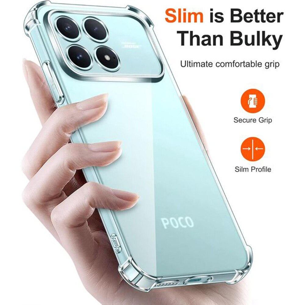 Husa pentru Xiaomi Poco F8 Pro, SKYDDAR INNOVATION, Shockproof Clear Silicone, Silicon Slim, set cu sticker, Transparenta