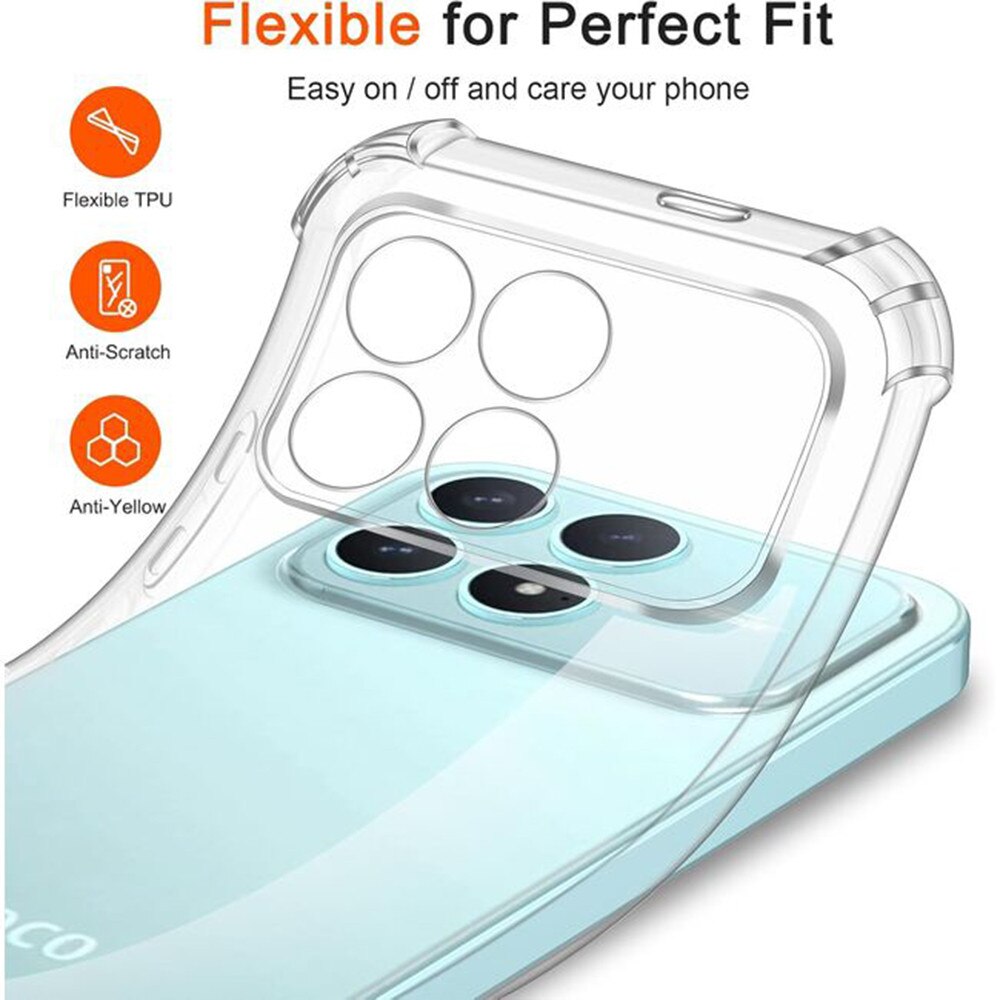 Husa pentru Xiaomi Poco F8 Pro, SKYDDAR INNOVATION, Shockproof Clear Silicone, Silicon Slim, set cu sticker, Transparenta