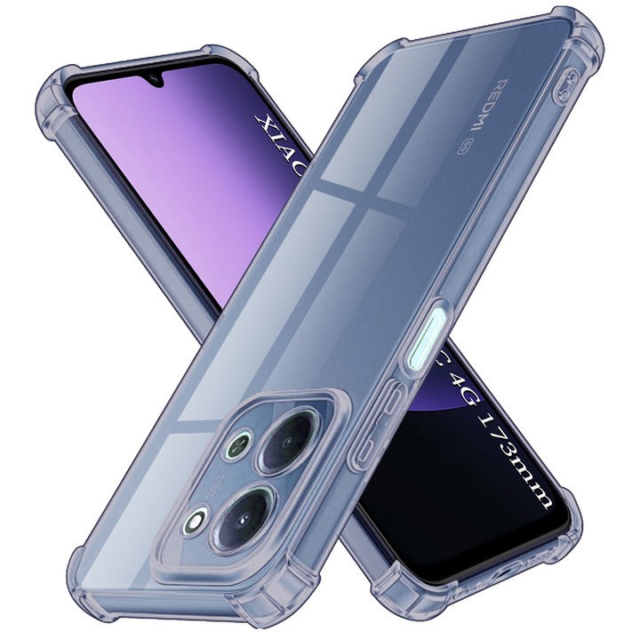 Husa Clear Anti-Soc pentru Xiaomi Redmi 15C 4G / Redmi 15C 5G, Protectie Colturi AirBag, Rezisntenta Socuri si Zgarieturi, Design Slim, Anti-Ingalbenire, Fumuriu