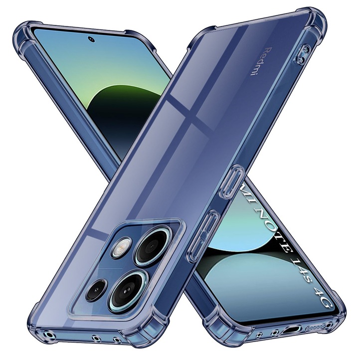 Husa antisoc pentru Xiaomi Redmi Note 14S, Accesorio Shockproof Silicone, Fumuriu