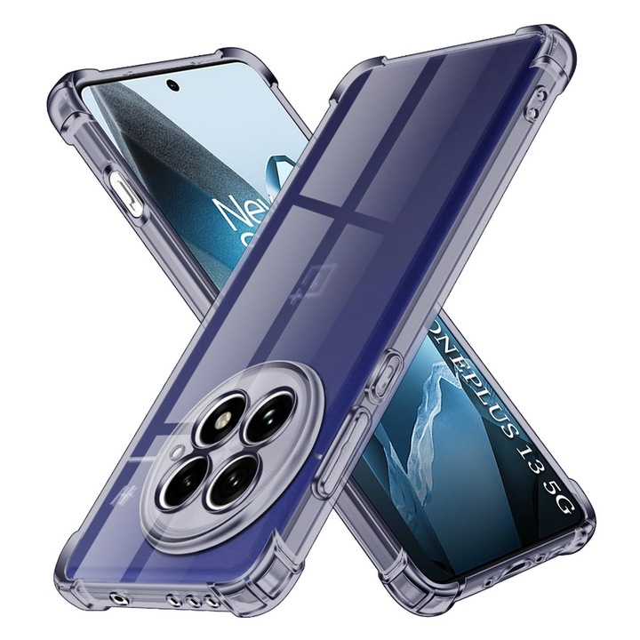 Husa Clear Anti-Soc pentru OnePlus 13, Protectie Colturi AirBag, Rezisntenta Socuri si Zgarieturi, Design Slim, Anti-Ingalbenire, Fumuriu