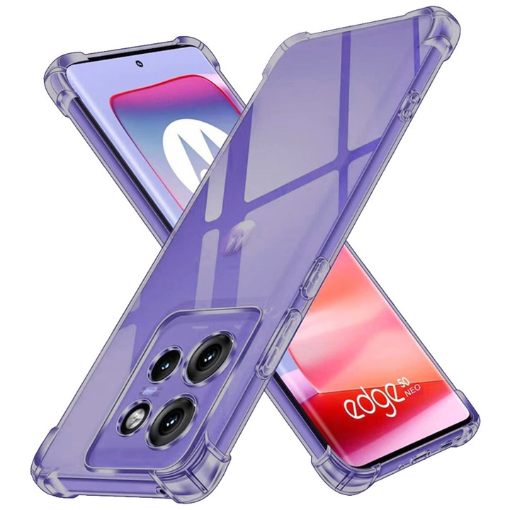Husa Clear Anti-Soc pentru Motorola Edge 50 Neo / Edge 60 Neo / Motorola ThinkPhone 25, Protectie Colturi AirBag, Rezisntenta Socuri si Zgarieturi, Design Slim, Anti-Ingalbenire, Fumuriu