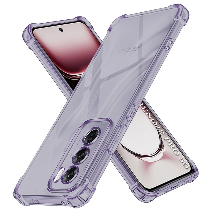 Husa Clear Anti-Soc pentru Oppo Reno12 Pro, Protectie Colturi AirBag, Rezisntenta Socuri si Zgarieturi, Design Slim, Anti-Ingalbenire, Fumuriu
