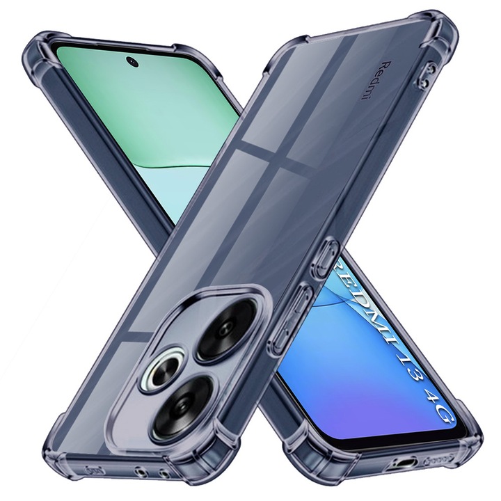 Husa antisoc pentru Xiaomi Redmi 13 / Poco M6 4G, Accesorio Shockproof Silicone, Fumuriu