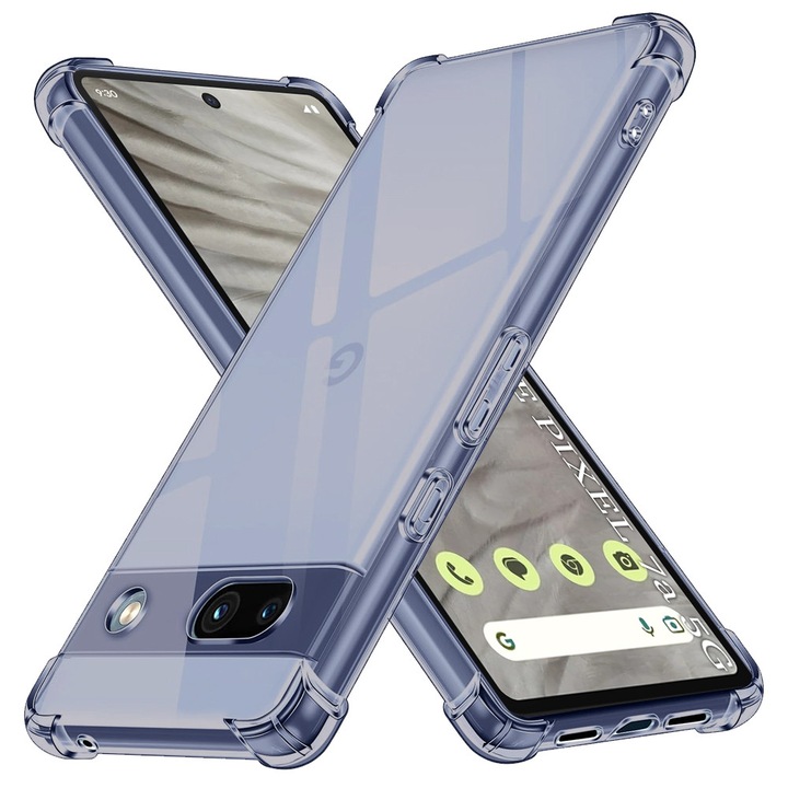 Husa antisoc pentru Google Pixel 7a, Accesorio Shockproof Silicone, Fumuriu
