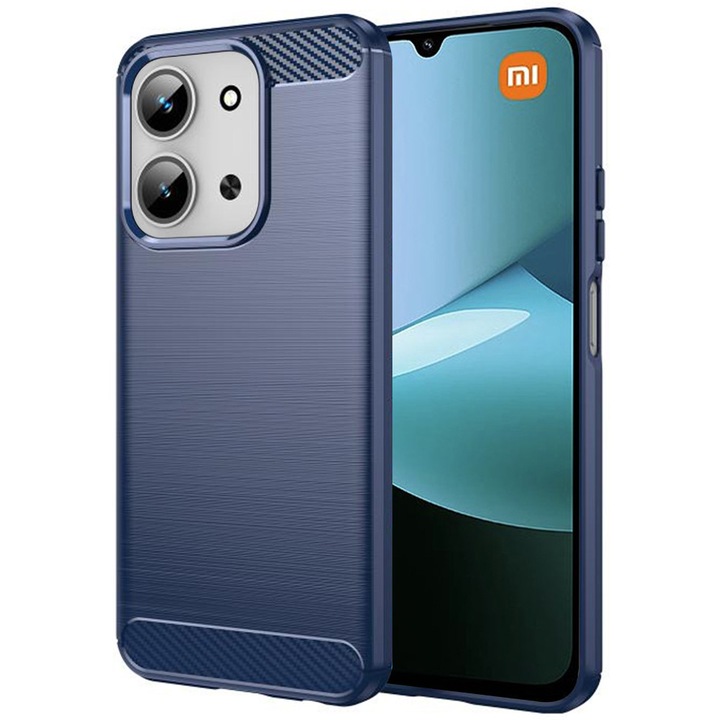 Husa Carbon pentru Xiaomi Redmi 15C 4G / Redmi 15C 5G / Poco C85 4G, Silicon TPU Durabil, Protectie sporita, Rezistenta la socuri, Grip Anti-Alunecare, Albastra