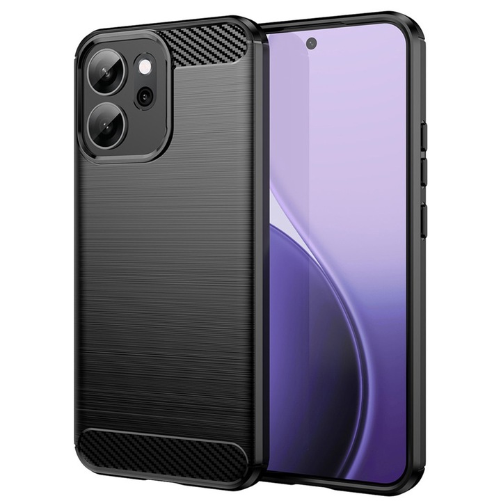 Husa Carbon pentru Oppo Reno14 F / Reno14 FS 5G, Silicon TPU Durabil, Protectie sporita, Rezistenta la socuri, Grip Anti-Alunecare, Neagra