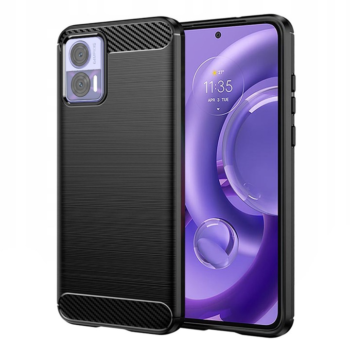 Husa Carbon pentru Motorola Edge 30 Neo, Silicon TPU Durabil, Protectie sporita, Rezistenta la socuri, Grip Anti-Alunecare, Neagra