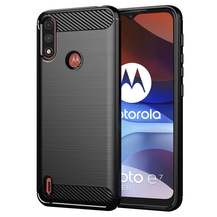 Husa pentru Motorola Moto E7 Power / Moto E7i Power, Accesorio Carbon Silicone, Negru