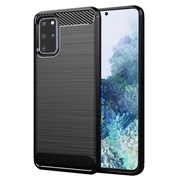 Husa pentru Samsung Galaxy S20 Plus 4G / S20 Plus 5G, Accesorio Carbon Silicone, Negru