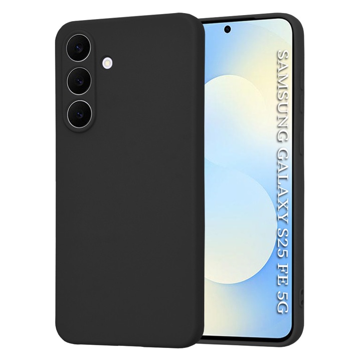 Husă telefon Techsuit Negru, Panza și Silicon, pentru Samsung Galaxy S25 FE