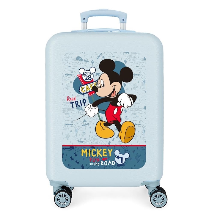 Disney Mickey Road Trip Valisa Cabina Albastru 38 x 55 x 20cm Blocare laterala ABS rigida 34L 2kg Bagaj de mana cu 4 roti duble