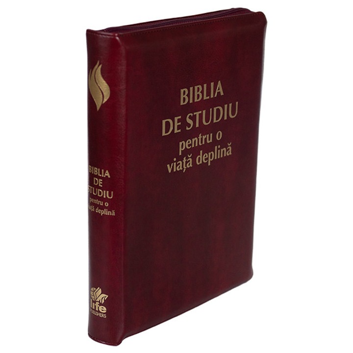 Biblia de studiu pentru o viata deplina - coperta burgundy cu fermoar