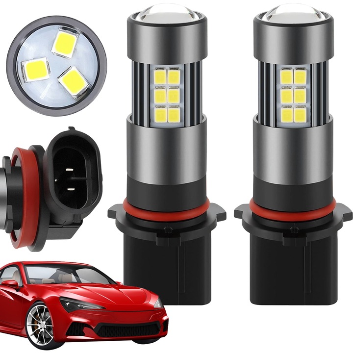 Proiectoare LED Juksun, 2 bucati, 360 iluminare, 6500K, impermeabile, compatibile H11/H8/H16