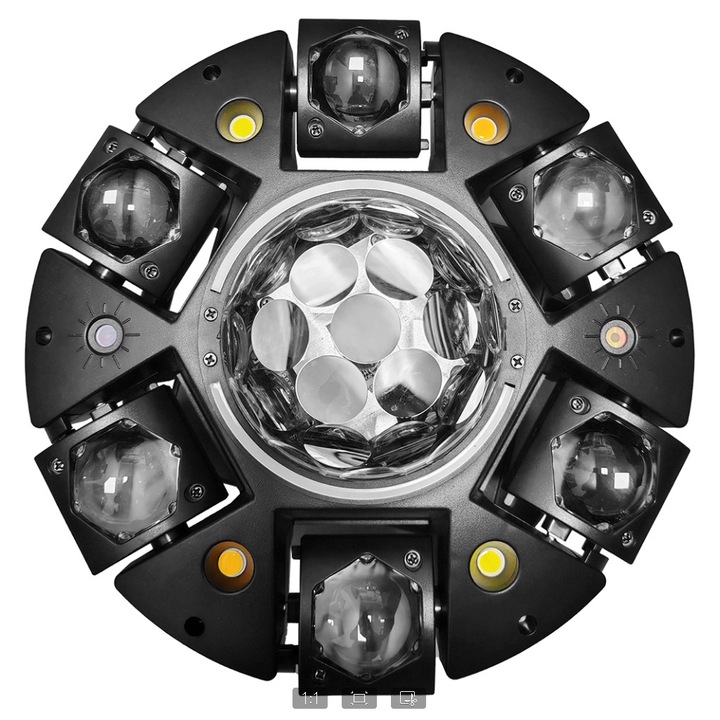JAJALUYA Lumina de scena Magic Ball cu sase brate RGBW de 180 W, lumina cu cap mobil pentru petreceri, lumina cu efect de scena, telecomanda/activare prin sunet/DMX512 si mod master-slave, potrivita pentru DJ, cluburi, baruri, petreceri