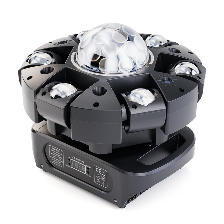 JAJALUYA Proiector Cap Mobil Scena 120W, 6 Brate RGBW, Efect Magic Ball, Laser si Stroboscop, Control DMX512 si Telecomanda, Ideal pentru Cluburi, Baluri si Concerte